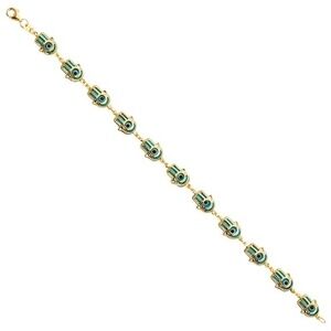 14k Evil eye Chamseh Blue Bracelet 7.5 inches